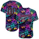 Personalized Black Pink Graffiti Baseball Jersey 3D Hearts Stars Custom Name Number Geometric Design Authentic Team Apparel