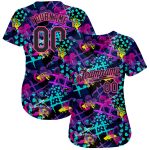 Personalized Black Pink Graffiti Baseball Jersey 3D Hearts Stars Custom Name Number Geometric Design Authentic Team Apparel