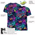Personalized Black-Pink Graffiti 3D Hearts Stars T-Shirt with Custom Team Name and Number - Creative Geometric Design Personalized
