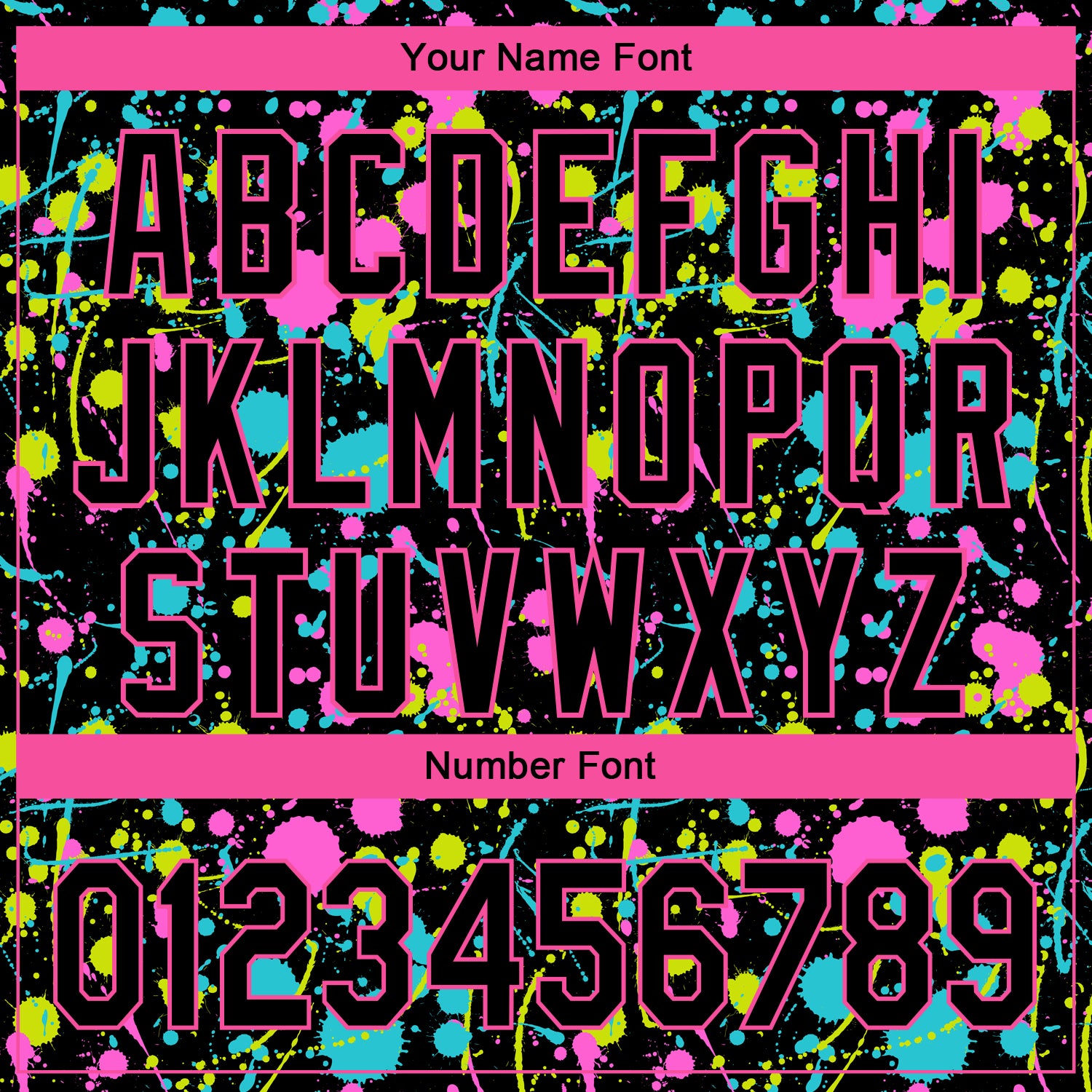 Personalized Graffiti Pattern Black-Pink 3D Neon Splatter Performance Golf Polo Shirt Team Custom Name and Number Custom Name and Number Graffiti 3D Neon Splatter Golf Polo Shirt Black-Pink Performance Design Personalized Graffiti Pattern - Image 5