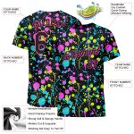 Personalized Black-Pink 3D Neon Splatter Graffiti Performance T-Shirt Personalized Graffiti Pattern Black-Pink 3D Neon Splatter