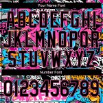 Custom Personalized Graffiti Pattern Black Pink Bomber Jacket with Team Name and Number - 3D Full-Snap Varsity Letterman Style