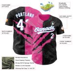 Personalized 3D Scratch Authentic Baseball Jersey Custom Name Number - Graffiti Pattern Black Pink Light Blue Personalized