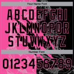 Custom Graffiti Pattern Bomber Jacket Black Pink Light Blue 3D Varsity Letterman with Personalized Name and Number Personalized