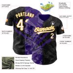 Personalized Black Purple Gold Graffiti 3D Scratch Baseball Jersey - Authentic Design Personalized Graffiti Pattern Black