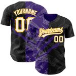 Personalized Black Purple Gold Graffiti 3D Scratch Baseball Jersey - Authentic Design Personalized Graffiti Pattern Black