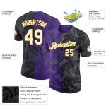 Custom Name & Number 3D Performance T-Shirt, Black Purple Gold Graffiti Pattern, Team Sports Apparel Personalized Graffiti