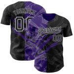 Personalized Black Purple-Gray 3D Graffiti Pattern Scratch Baseball Jersey Personalized Graffiti Pattern Black Purple-Gray