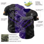 Personalized Black Purple-Gray 3D Graffiti Pattern Scratch Baseball Jersey Personalized Graffiti Pattern Black Purple-Gray