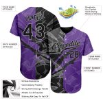 Custom Name and Number Black Purple-Gray Graffiti Pattern 3D Scratch Authentic Baseball Jersey Personalized Graffiti Pattern