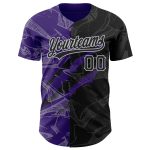 Personalized Black Purple-Gray 3D Graffiti Pattern Scratch Baseball Jersey Personalized Graffiti Pattern Black Purple-Gray