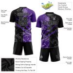 Custom Name and Number Soccer Jersey - Personalized Black Purple-Gray Graffiti Pattern Sublimation Uniform Personalized Graffiti