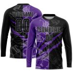 Custom Name and Number Soccer Jersey - Personalized Black Purple-Gray Graffiti Pattern Sublimation Uniform Personalized Graffiti