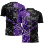 Custom Name and Number Soccer Jersey - Personalized Black Purple-Gray Graffiti Pattern Sublimation Uniform Personalized Graffiti