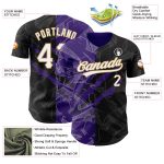 Personalized Black Purple Gold Graffiti Pattern 3D Scratch Baseball Jersey Personalized Graffiti Pattern Black Purple-Old