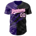 Personalized Black Purple-Pink Graffiti 3D Scratch Baseball Jersey Personalized Graffiti Pattern Black Purple-Pink 3D Scratch