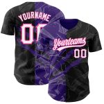 Personalized Black Purple-Pink Graffiti 3D Scratch Baseball Jersey Personalized Graffiti Pattern Black Purple-Pink 3D Scratch