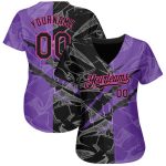 Custom Name and Number Baseball Jersey, Personalized Black Purple-Pink Graffiti Pattern 3D Scratch Authentic Team Apparel