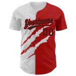 Custom Name and Number Black-Red Graffiti 3D Scratch Authentic Baseball Jersey Personalized Graffiti Pattern Black-Red 3D