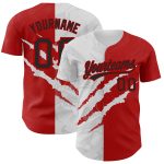 Custom Name and Number Black-Red Graffiti 3D Scratch Authentic Baseball Jersey Personalized Graffiti Pattern Black-Red 3D