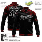 Personalized Urban Street Art Bomber Jacket Black-Red 3D Graffiti Pattern Full-Snap Varsity Letterman Personalized Graffiti