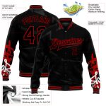 Personalized Urban Street Art 3D Bomber Jacket Black Red Graffiti Pattern Custom Name Number Full-Snap Varsity Letterman