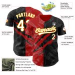 Custom Name Number Baseball Jersey 3D Scratch Graffiti Pattern Black Red Gold Authentic Personalized Graffiti Pattern Black
