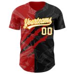 Custom Name Number Baseball Jersey 3D Scratch Graffiti Pattern Black Red Gold Authentic Personalized Graffiti Pattern Black