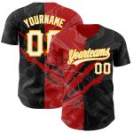 Custom Name Number Baseball Jersey 3D Scratch Graffiti Pattern Black Red Gold Authentic Personalized Graffiti Pattern Black