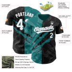 Custom Name and Number Personalized Black Teal-Gray Graffiti Baseball Jersey 3D Scratch Design Personalized Graffiti Pattern