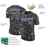 Custom Name and Number Personalized Graffiti Pattern Neon Splatter Black-White 3D Performance T-Shirt Personalized Graffiti