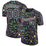 Custom Name and Number Personalized Graffiti Pattern Neon Splatter Black-White 3D Performance T-Shirt Personalized Graffiti