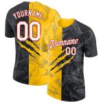 Personalized Graffiti Performance T-Shirt Custom Name Number Black Yellow Red 3D Design for Teams Personalized Graffiti Pattern