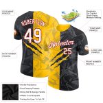 Personalized Graffiti Performance T-Shirt Custom Name Number Black Yellow Red 3D Design for Teams Personalized Graffiti Pattern
