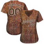 Custom Name and Number Baseball Jersey - Personalized Brown-White Graffiti Pattern 3D Wood Design Personalized Graffiti Pattern