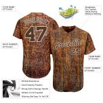 Custom Name and Number Baseball Jersey - Personalized Brown-White Graffiti Pattern 3D Wood Design Personalized Graffiti Pattern