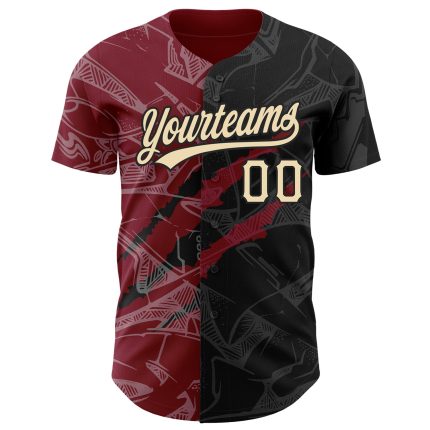 Personalized Graffiti Baseball Jersey Custom Name Number 3D Cream Black Crimson Team Authentic Personalized Graffiti Pattern