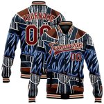 Custom Name Number Graffiti Pattern Bomber Jacket 3D Varsity Letterman Cream Crimson Chrome Heart Full-Snap Personalized