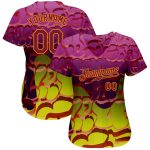 Custom Name and Number 3D Authentic Baseball Jersey Personalized Graffiti Pattern Crimson Gold Personalized Graffiti Pattern