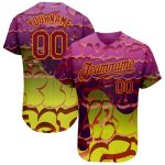 Custom Name and Number 3D Authentic Baseball Jersey Personalized Graffiti Pattern Crimson Gold Personalized Graffiti Pattern