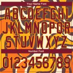 Custom Name Number Personalized Graffiti Pattern Bomber Jacket Crimson Gold Psychedelic 3D Full-Snap Varsity Letterman Personalized