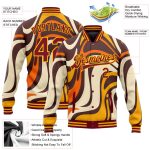 Custom Name Number Personalized Graffiti Pattern Bomber Jacket Crimson Gold Psychedelic 3D Full-Snap Varsity Letterman Personalized