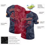 Custom Name and Number 3D Performance T-Shirt - Personalized Graffiti Pattern in Crimson and Navy Cream Personalized Graffiti