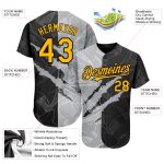 Custom Personalized Baseball Jersey 3D Scratch Gold Black-Gray Graffiti Pattern with Team Name and Number Personalized Graffiti