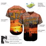 Custom Personalized Graffiti Pattern 3D Beach Jersey with Gold-Brown Design, Authentic Baseball Team Name and Number Personalized