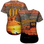 Custom Personalized Graffiti Pattern 3D Beach Jersey with Gold-Brown Design, Authentic Baseball Team Name and Number Personalized