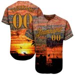 Custom Personalized Graffiti Pattern 3D Beach Jersey with Gold-Brown Design, Authentic Baseball Team Name and Number Personalized