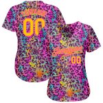 Custom Name Number Graffiti Pattern Gold Pink 3D Colorful Leopard Baseball Jersey - Personalized Team Jersey Personalized