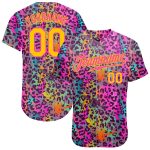 Custom Name Number Graffiti Pattern Gold Pink 3D Colorful Leopard Baseball Jersey - Personalized Team Jersey Personalized