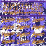 Custom Name Number Graffiti Pattern Bomber Jacket 3D Street Art Gold Purple Grunge Varsity Letterman Personalized Graffiti